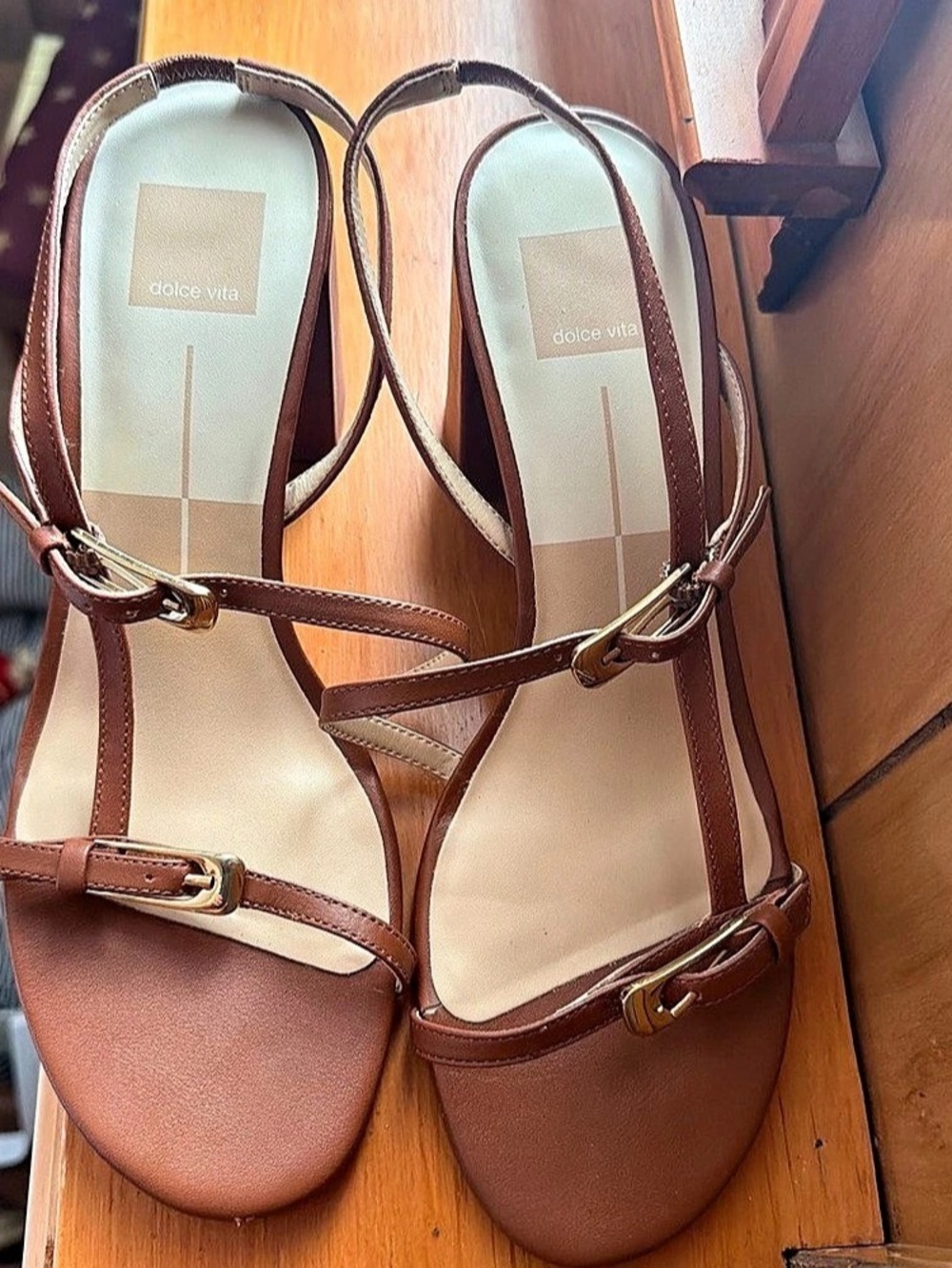 dolce vita Strappy Buckle Sandals in Brown